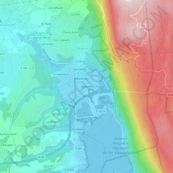 Belleminの地形図、標高、地勢