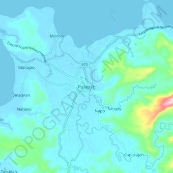 Palapagの地形図、標高、地勢