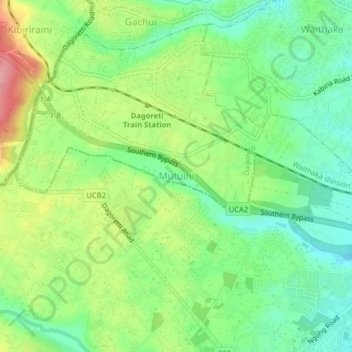 Mutuiniの地形図、標高、地勢