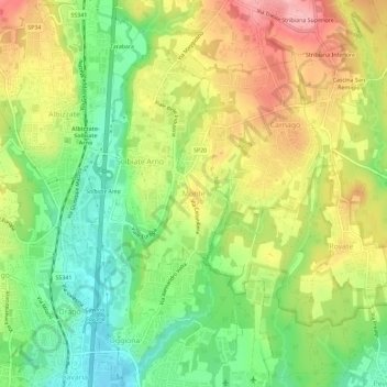 Monteの地形図、標高、地勢