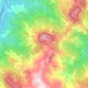 Stanco di Sopraの地形図、標高、地勢