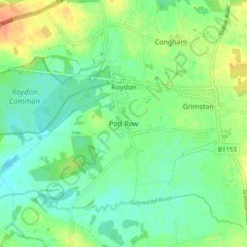Pott Rowの地形図、標高、地勢