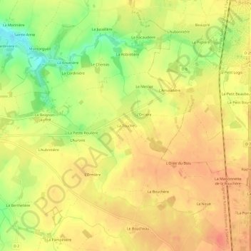 La Toucheの地形図、標高、地勢