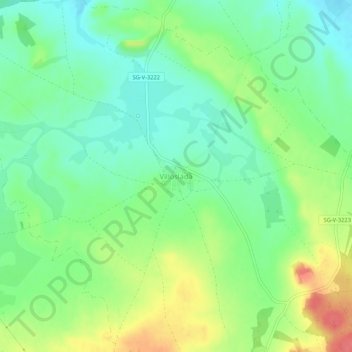 Villosladaの地形図、標高、地勢