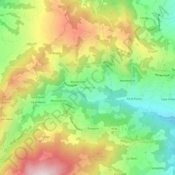 Pianorsoの地形図、標高、地勢