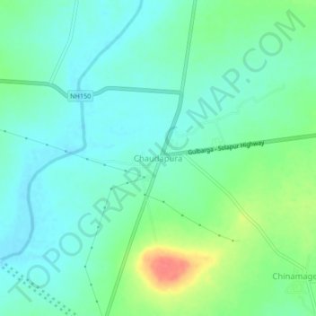 Chaudapuraの地形図、標高、地勢