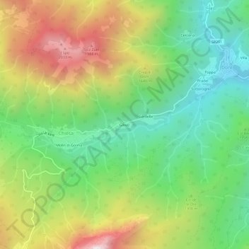 Gavazの地形図、標高、地勢