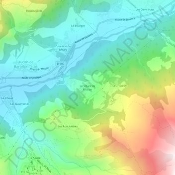 Le Villard de Fauconの地形図、標高、地勢