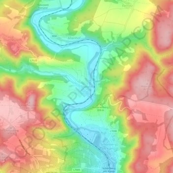 Stiefernの地形図、標高、地勢