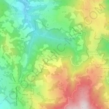 Qualtoの地形図、標高、地勢