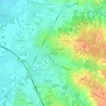 La Chapelleの地形図、標高、地勢