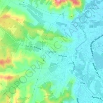 Picoazáの地形図、標高、地勢