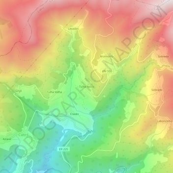 Tulha Novaの地形図、標高、地勢
