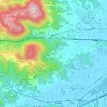Arlianoの地形図、標高、地勢