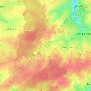 La Charnouldの地形図、標高、地勢