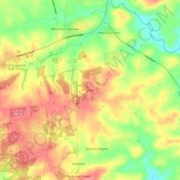 Streetの地形図、標高、地勢
