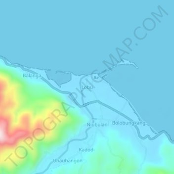 Lobuの地形図、標高、地勢