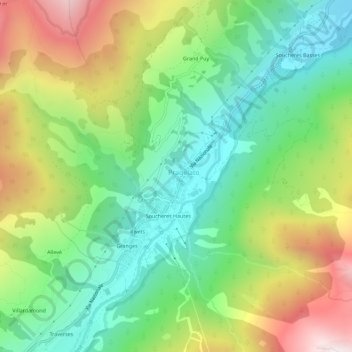 La Ruàの地形図、標高、地勢