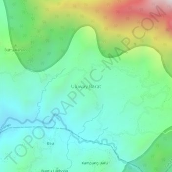 Uluway Baratの地形図、標高、地勢
