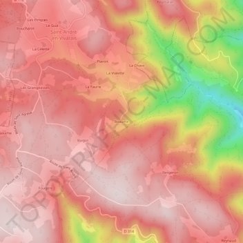 Beaumeの地形図、標高、地勢