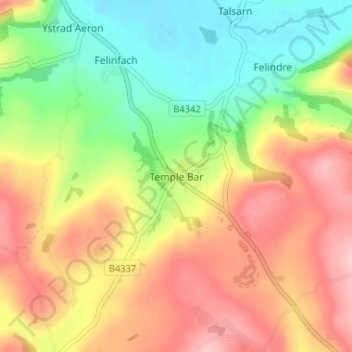 Temple Barの地形図、標高、地勢