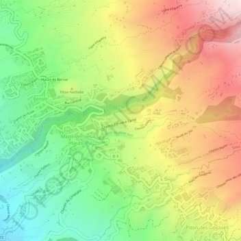 Domaine de Vidotの地形図、標高、地勢