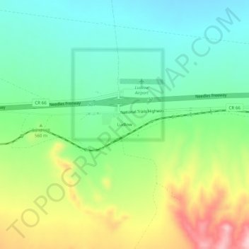 Ludlowの地形図、標高、地勢