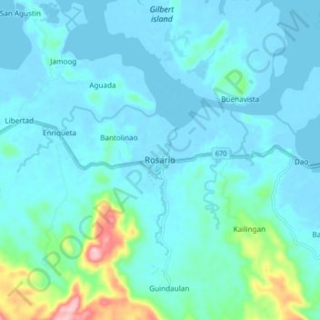 Rosarioの地形図、標高、地勢