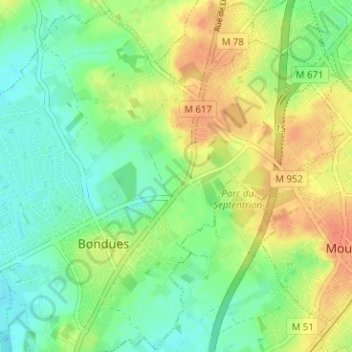 Le Jambonの地形図、標高、地勢