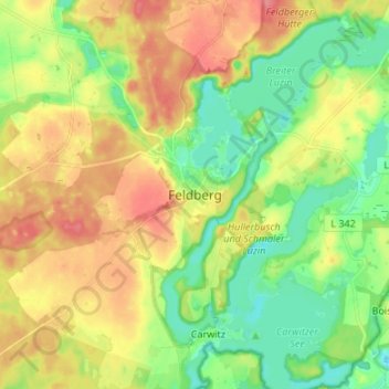 Feldbergの地形図、標高、地勢