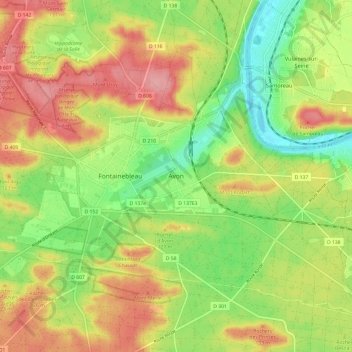 Avonの地形図、標高、地勢