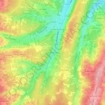Le Grand Passeloupの地形図、標高、地勢