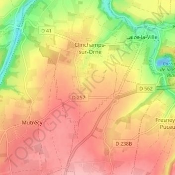 Les Jardinsの地形図、標高、地勢