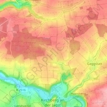 Weckelweilerの地形図、標高、地勢