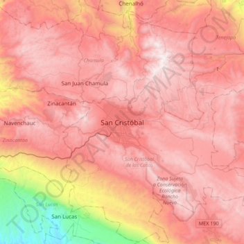 San Cristóbalの地形図、標高、地勢