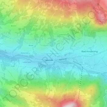 Vorderhindelangの地形図、標高、地勢