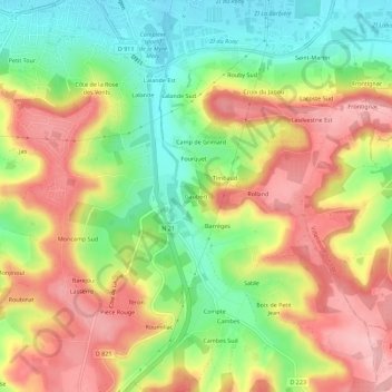 Gaubertの地形図、標高、地勢