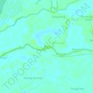 Bitinの地形図、標高、地勢