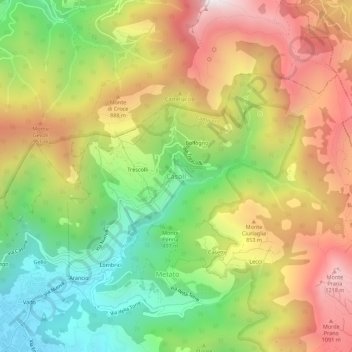 Casoliの地形図、標高、地勢