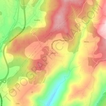 Lamasの地形図、標高、地勢