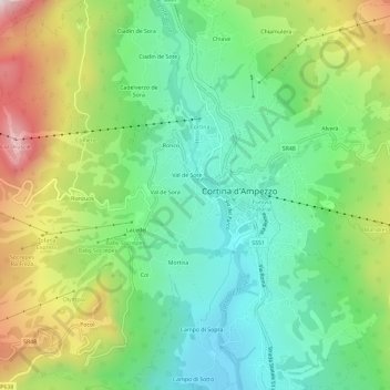 Crignesの地形図、標高、地勢