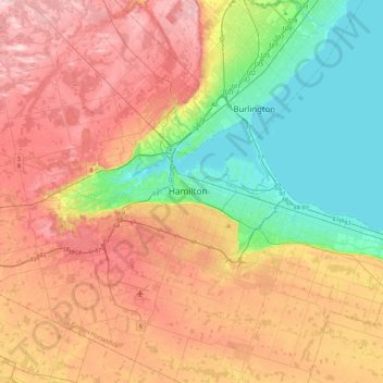 Hamiltonの地形図、標高、地勢