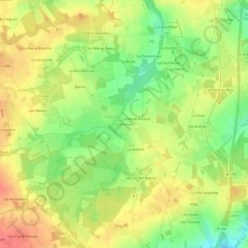 La Pontaisの地形図、標高、地勢