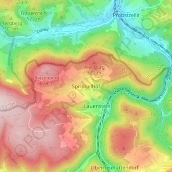 Springelhofの地形図、標高、地勢