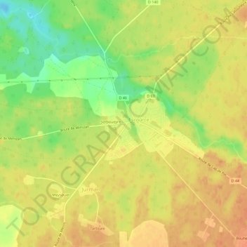 Au Tucの地形図、標高、地勢