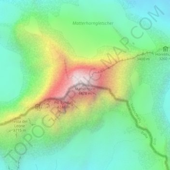 マッターホルンの地形図、標高、地勢