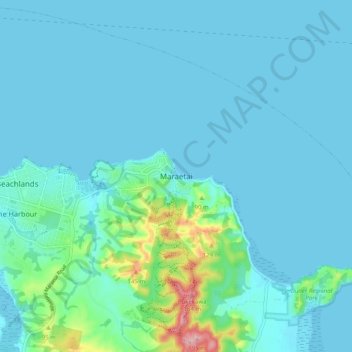 Maraetaiの地形図、標高、地勢