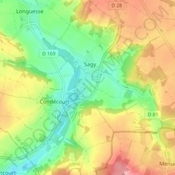 Chardronvilleの地形図、標高、地勢
