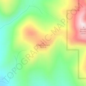 Disappointmentの地形図、標高、地勢