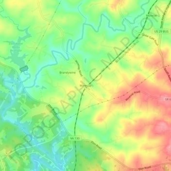 Winesapの地形図、標高、地勢